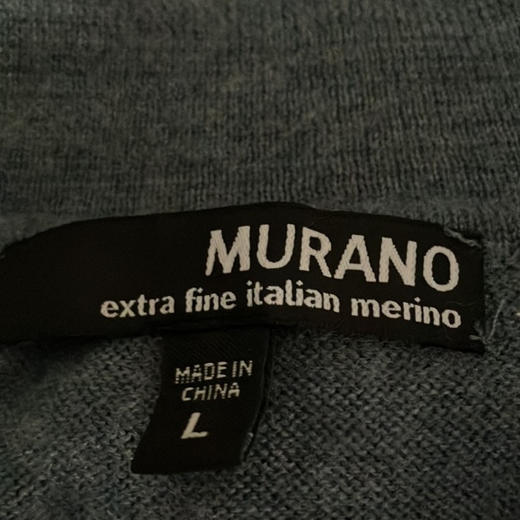 Murano Mens Size Large Blue Half Button Down Henley 100% Merino Wool Sweater - Picture 3 of 6